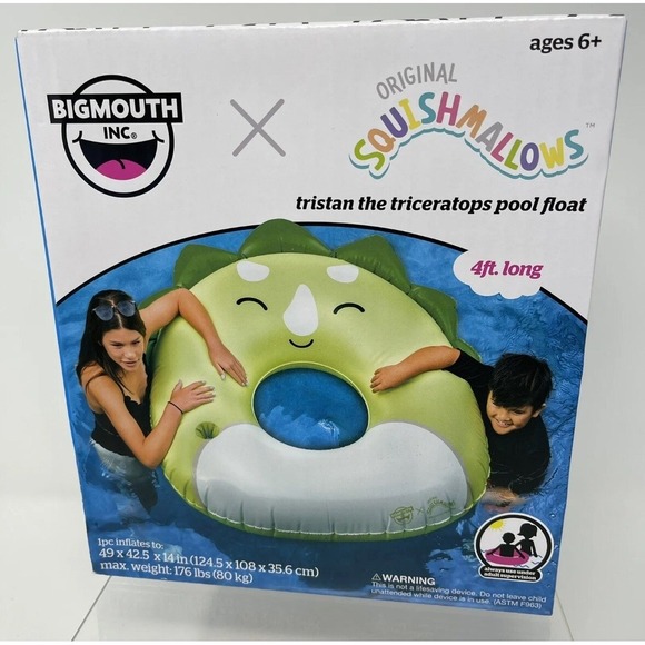 BigMouth x Squishmallows Inflatable Ring Pool Float With Dinosaur New - Picture 1 of 3